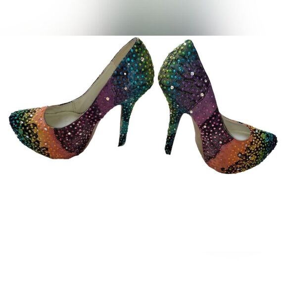 Custom Wild Diva Blinged out tie Dye Platform Heels - Picture 7 of 9